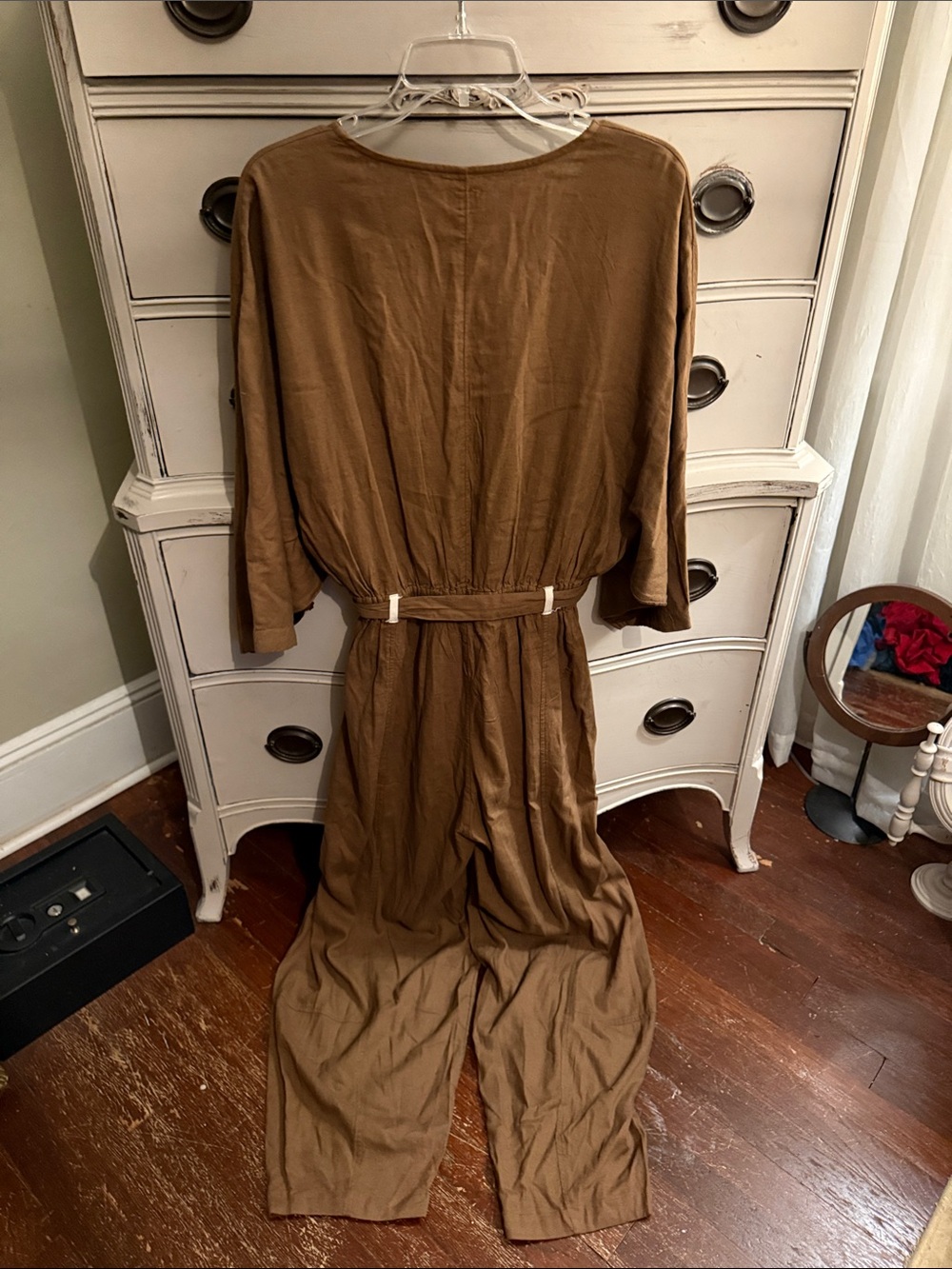 Free People Khaki Linen Blend One Piece Jumpsuit S - Picture 9 of 11